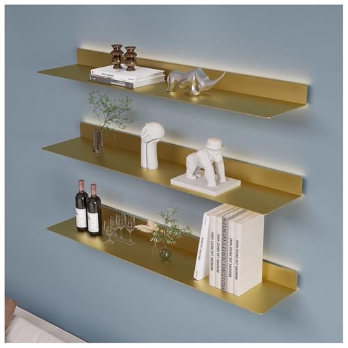 Genérico Estantería Colgante de Pared, estantería metálica iluminada de Pared, estantes flotantes Multicapa de Pared, Estante Flotante con luz LED integrada y Transformador, estantería metálica Lumin