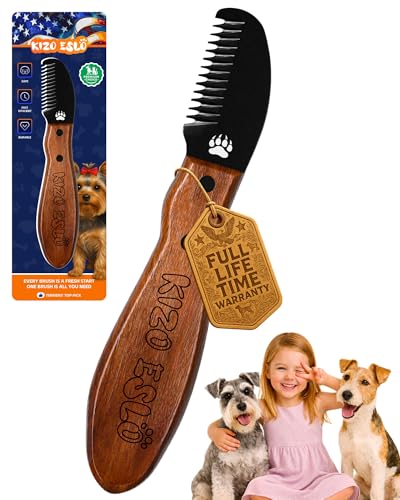 Stripping Knife for Dogs  Gentle Hand Stripping & Carding Knife for Terriers & Double-Coated Breeds, Solid Sapele Hardwood & Black Oxide Stainless Steel,Easy to Clean,Dog Grooming Tool(Right-Handed)
