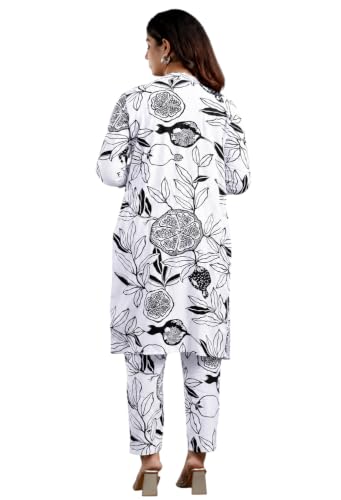 Image of Women's Printed Nightsuit Pajama with Top with Long Gown Lightweight Soft & Comfy Sleepwear for Girls & Women