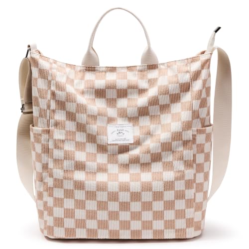 Image of KALIDI Corduroy Tote Bag, Large Slouchy Hobo Messenger Crossbody Bag