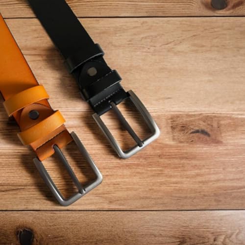 Men’s 100% Leather Classic Every Day Dress Belt for Jeans, Khakis, packed in a gift box.4