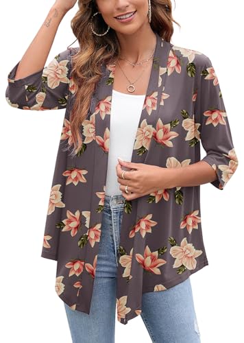Image of Heymoments Women's Lightweight Open Front Cardigans 3 /4 Sleeve Casual Soft Drape Fall Cardigan S-2XL