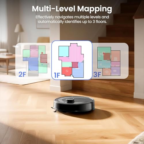 Image of Lefant Robot Vacuum and Mop Combo,75-Days Self-Emptying,7000Pa Powerful Scution,Multi-Floor Mapping, No-Go Zones,140 Min Runtime,2.4G /5G WiFi /Alexa /APP /iWatch, M2 Plus Black