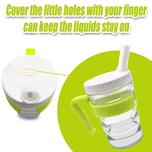 pegirra Control Flow Cup With Two Style Lids,Lightweight Clear Senior Drinking Cup,Spillproof Adult Sippy Cup for Elderly Care,Liquid Feeding Elderly Disabled Hospital Patients Convalescent