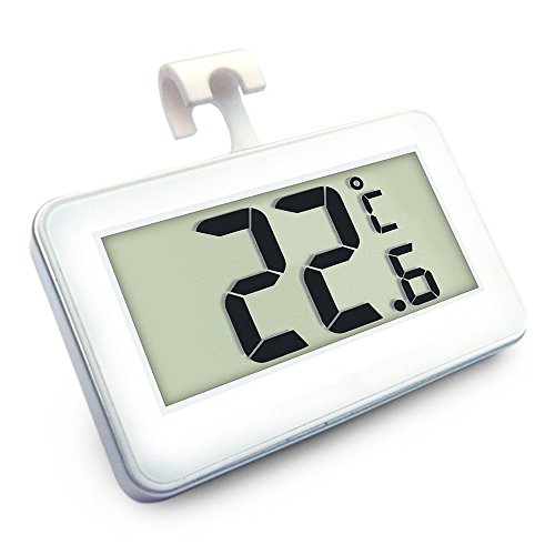 Preisvergleich Produktbild LonleyNine Kühlschrank-Thermometer, Mini LCD Digital, wasserdicht, Kühlschrank Gefrierschrank, Thermometer, tragbarer Frostalarm Temperatur-Monitor (weiß)