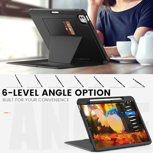 Étui iPad Pro 13 M5/M4 en cuir PU noir avec support multi-angles - 4