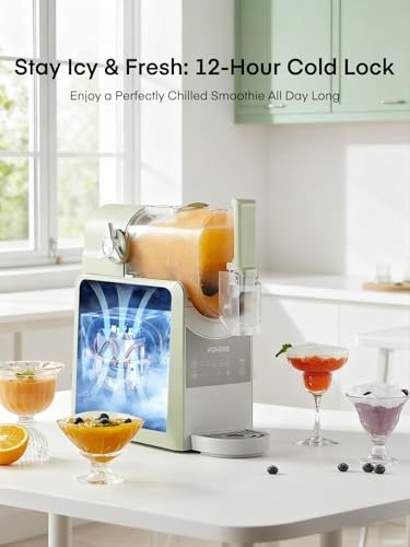 Image of FOHERE Slushie Machine, 88 oz Slushy Machine for Home, Professional Frozen Drink Maker with Self-Clean, Rapid Cooling, 12H Freshness, for Milkshake, Margarita Smoothie, Frappes (Pea Green)