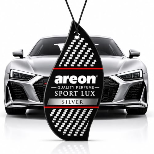 Image of AREON Sport Lux SILVER - Hanging Cardboard Air Freshener for Car, Home & Office - Premium Cologne Perfume with Natural Fragrances - Long Lasting, Fresh, Luxurious Scent - Stylish Design - Pack of 3