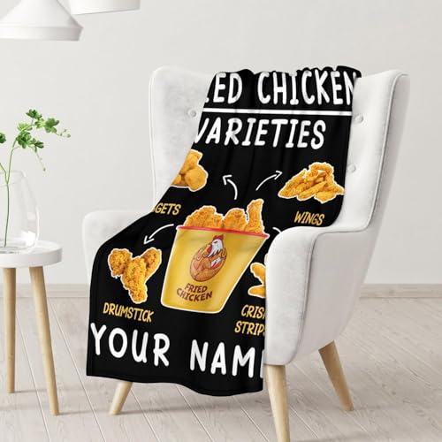 Mercuryelf Custom Chicken Nugget Blanket - Soft, Fuzzy & Warm - 30x40 Inches Small Throw Blankets for Lap, Crib - Black Novelty Throws Gift for Kids