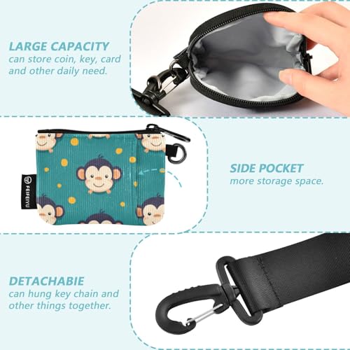 Cute Animal Monkey Dual Wristlet Wallets for Women Minimalist Coin Purse Change Holder with Wristlet Strap for Women 2 Packs billetera de Mujer para tarjetas3