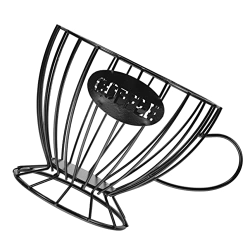 PRETYZOOM Capacity Coffee Pod Holder and Fruit Storage Basket Stylish Wire Design for Kitchen Counter Office Cafe Home Decor and present Basket Use