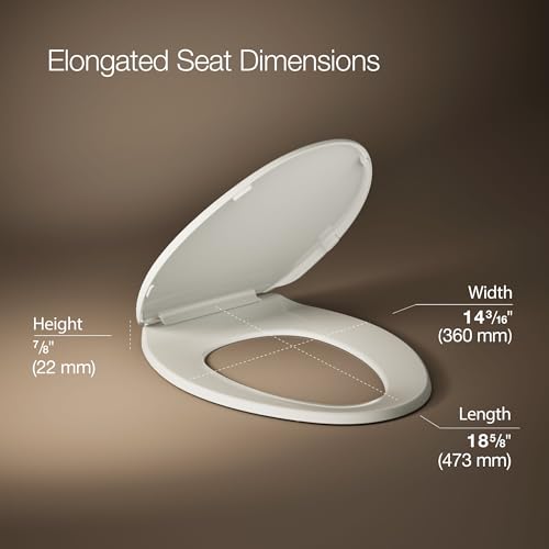 Image of KOHLER K-4774-47 Brevia Elongated Toilet Seat with Quick-Release Hinges And Quick-Attach Hardware For Easy Clean, Almond