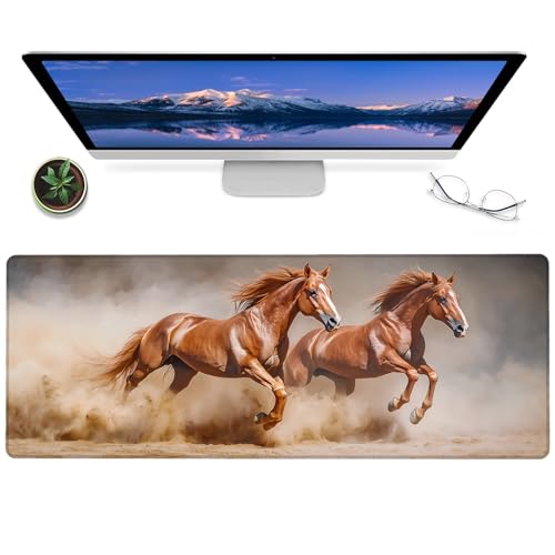 ainori (アイノリ) ワイルドホースランニングマウスパッド – 12 x 31.5インチ 大型ゲーミングデスクマット 高速ギャロッピングデザイン – 滑り止めラバーマウスパッド オフィスホーム – 動物愛好家へのギフトに デコレーション（Amazon）