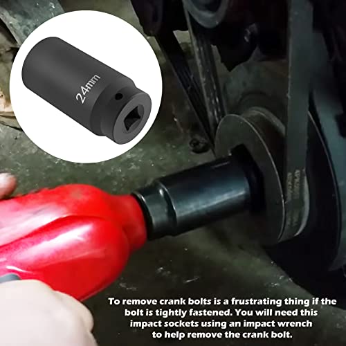 77070 24Mm Crank Bolt Socket Harmonic Balancer Socket Tool For Gm Ls Engine 24 Mm Hex Pulley Damper Bolt Removal Heavy Duty Impact Socket, 3 Times Momentum Power Of Standard Impact Sockets #TOP4