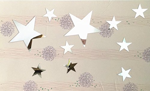 Set of 10pcs Creative Five Stars Wall Mirror Sticker For Kids Child `s Bedroom Home Deco, 3D DIY Crystal Wall Decal Murals