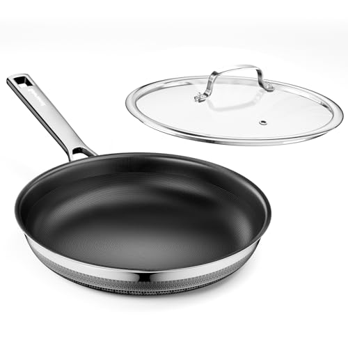 Innerwell Titan Keramik Bratpfanne 28 cm, Induktion Pfanne mit Deckel, Edelstahl Pfanne mit Antihaftbeschichtung, Backofenfest, PFOA-frei, für alle Herdarten, Schwarz