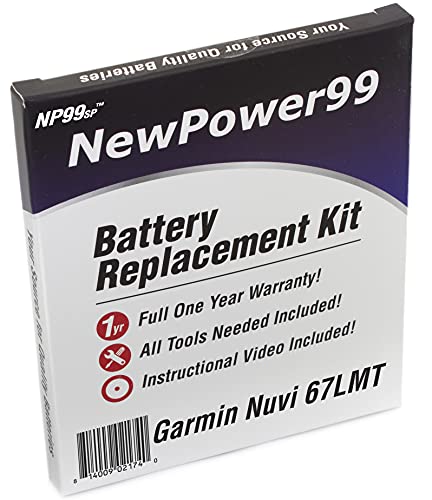 NewPower99 Battery Replacement Kit with Battery, Video Instructions and Tools for Garmin Nuvi 67LMT