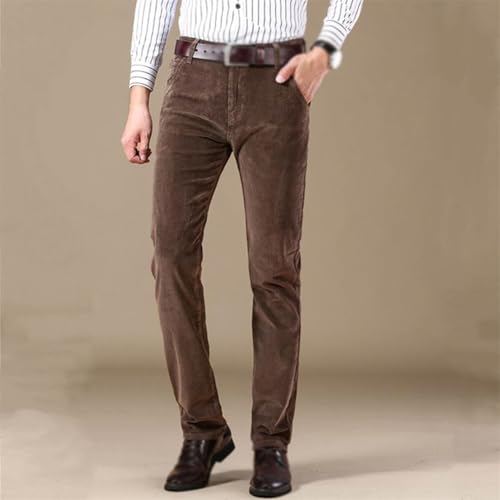 Men's Classic-Fit Corduroy Pant, Men Straight Fit Flat-Front Casual Business Loose Stretch Corduroy Pant4