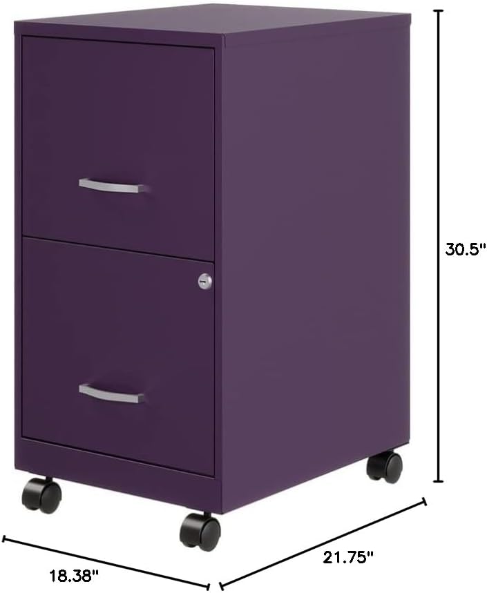 Miniatura 3 de Hirsh Industries Space Solutions - Archivador vertical móvil de metal con 2 cajones, 18 pulgadas, color morado medianoche