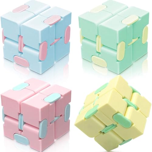 HTTDSLF Lot de 4 Fidget Infinity Cube, Cube Infini Lot, Mini Infinite Cube Kill Time, Cube...