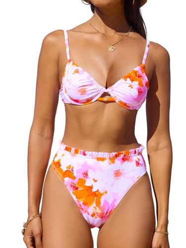 Image of CUPSHE Women Swimsuit Bikini Set High Waisted Two Piece Bathing Suit