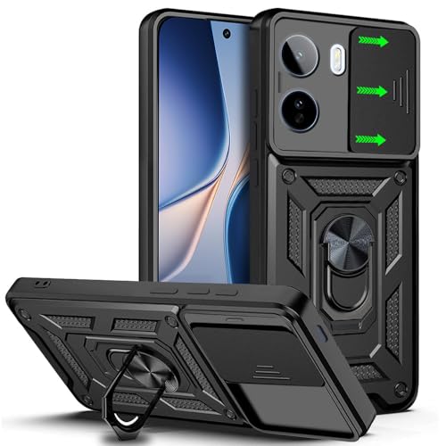 Image of AESTMO Tough Armor Vivo T5 Pro 5G Bumper Back Case Cover | Ring Holder & Sliding Camera Shield Cover | 360 Degree Protection Back Case Cover for Vivo T5 Pro 5G (Black)