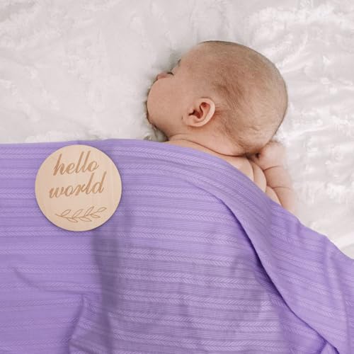 Image of AQOKKA Newborn Receiving Blanket with Bow Hat Headband Set Wheat-Pattern Newborns Toddler Baby Boy Girl Nursery Swaddle Wrap