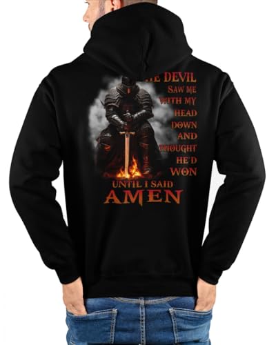 ATMTEE The Devil Saw Me With My Head Down Hoodie Sweatshirt, Christian Sweatshirt for Men, Knight Templar Sweatshirt A074