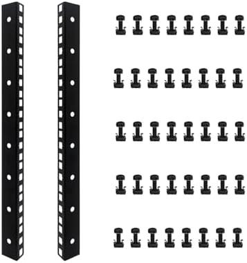 FMUSER 8U Rack Rails with M6 Rack Mount Screws and Cage Nuts Set for DIY Server and Network Switch Racks