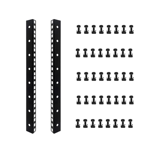 FMUSER 8U Rack Rails with M6 Rack Mount Screws and Cage Nuts Set for DIY Server and Network Switch Racks