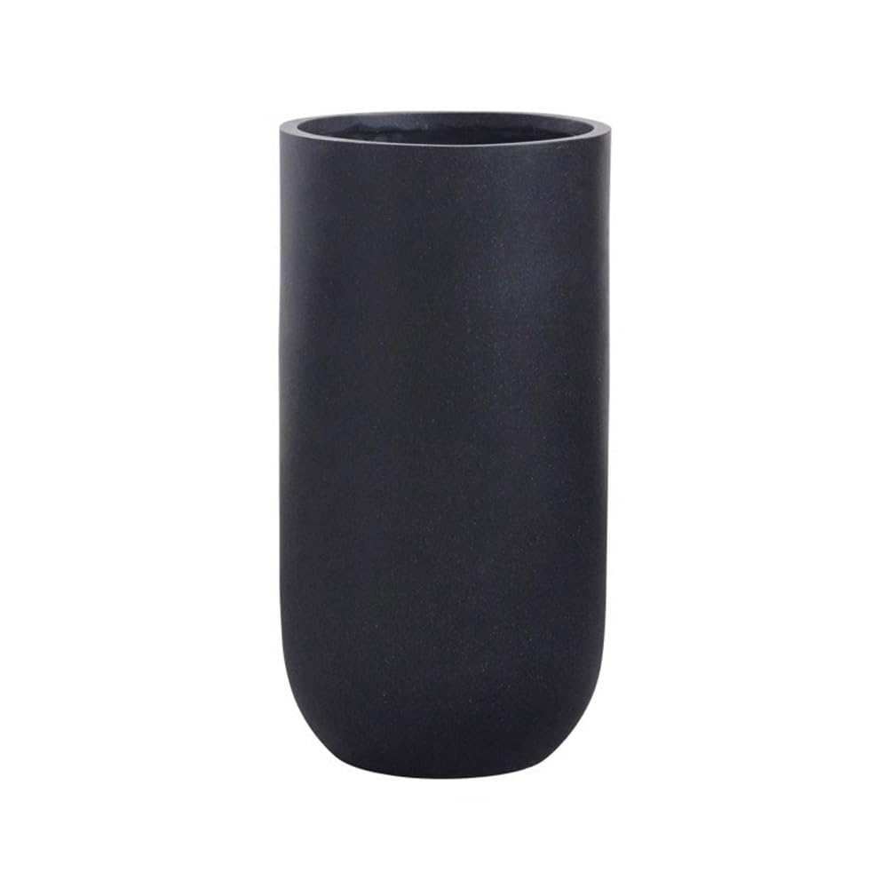 SDA287MZ Black High Rounded Plant Pots, with Drainage Holes Cement and Glass Fibre Flower, for Indoor Outdoor Floor Standing Plants Flowers Container Multifunction(Small)