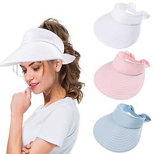 3 Sombreros de Visera para Sol Gorro Plegable Superior Vacío de Playa para Mujer Cover