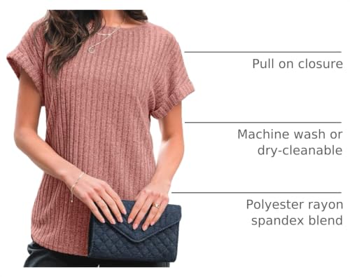 Image of AUTOMET Womens Short Sleeve Tops Fall Shirts 2026 Lightweight Sweater