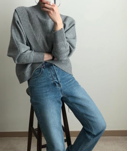 xxxiticat Women's Turtleneck Cropped Sweater Batwing Sleeve High Neck Asymmetric Arm Warmer Shrug Pullover Sweater4