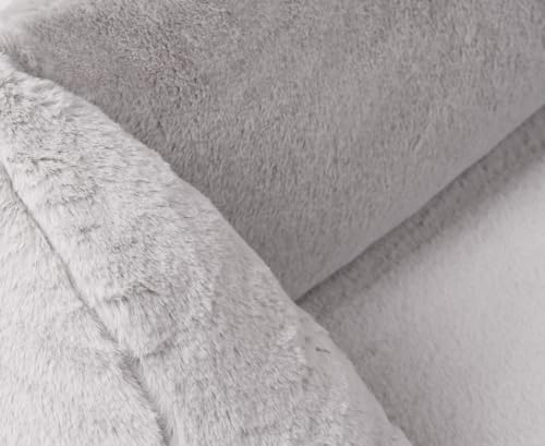 Knuffelwuff orthopädisches Hundebett aus kuschelig weichem Kaninchen Fellimitat Schnuffelupagus M-L 85 x 63cm Grau | Abnehmbarer Bezug | waschbar | für große, mittelgroße und kleine Hunde