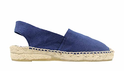 Alpargatas Destalonadas con Cuña Baja Hechas a Mano en España (Azul Marino, Numeric_38)