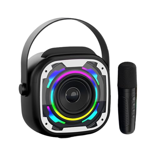 Máquina de karaoke, Altavoz de Karaoke,Máquinas para con - Dispositivos de Canto a Mano con Luces de Manija y, Amplificador de Música para el Hogar, Fiesta, Rendimiento