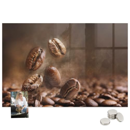 Tablón de anuncios de vidrio templado 90x60 cm con diseño de café