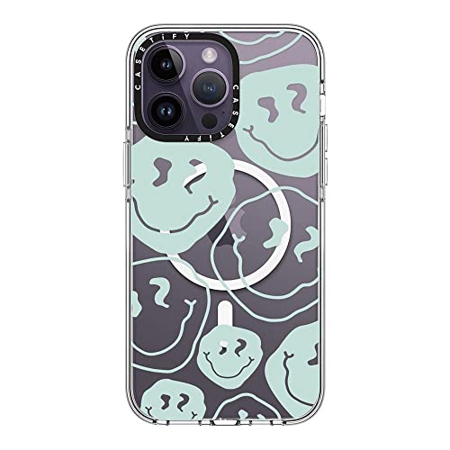 CASETiFY �N���A iPhone 14 Pro Max �P�[�X [���΂݂ɂ����f��/2m����̗����������N���A/MagSafe �ɑΉ�] - Aqua Smile Transparent