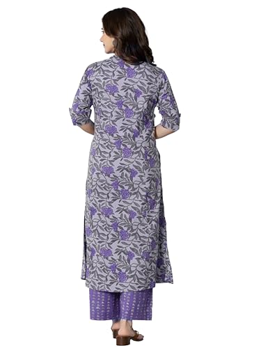 Image of rytras Women Cotton Printed A-Line Kurta with Palazzo Pant Set