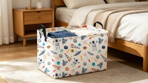 Image of Sanjiaofeng Rectangular Astronaut Basket,Dirty Clothes Basket,Party Baskets,Space Room Decor(Rocket)