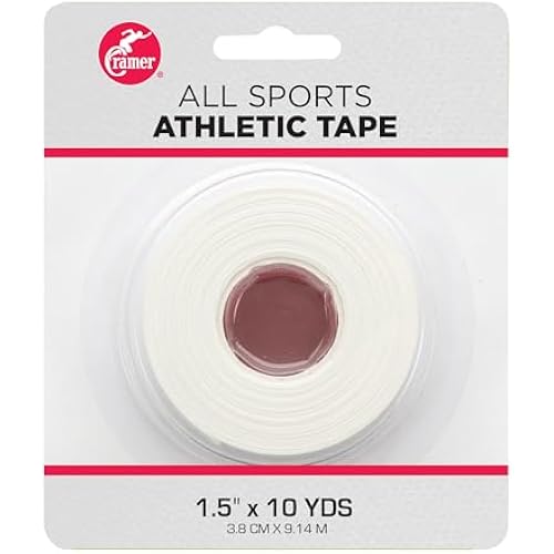 Cramer Team Color Athletic Tape, 1.5" x 10 Yards White, Easy Tear Sports Tape for Ankle, Wrist & Knee, Latex-Free Adhesive, Strong Support, Athletic Training Tape Roll