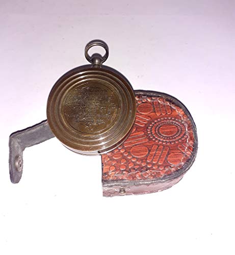 Brújula de bolsillo antigua de latón grabada miniatura 5