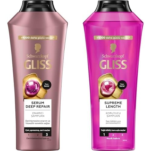 Gliss şampuan seti (Serum Deep Repair ve Supreme Length, 2 x 400 ml)