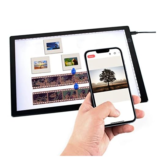 DGODRT Slide Viewer Light Box for Scan Old Slide Negative Film Scanning, A4 Ultra-Thin Light Box Scanner with 3 Adjustable Brightness, USB Powered