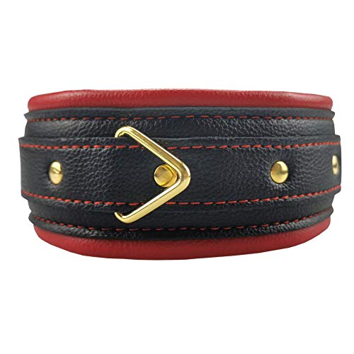 Andrewly Women's Leather Collars-Black Red Soft Leather Leash Necklace, Passionate Love, Hot Decoration