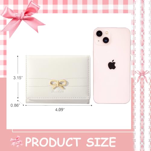 Cute Coquette Bow Small Wallet for Women Girls(CREAM) - Image 6