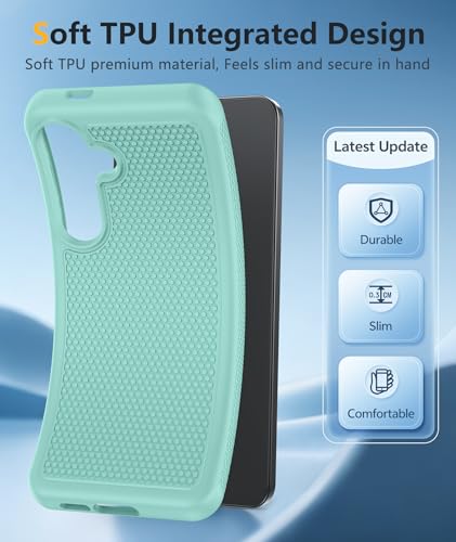 Image of FNTCASE for Samsung Galaxy S25 FE Case: Shockproof Protective Lightweight with Screen Protector Duty Rugged Cell Phone Cover Non Slip | Military Grade Drop Protection for S25FE(Mint Green, 6.7inches)