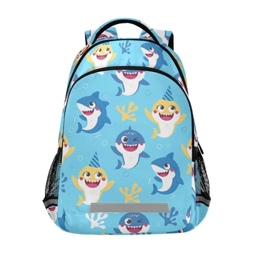 BOENLE Cute Shark Backpack for Boys Girls Elementary School Bag Kids Bookbag Travel Rucksack