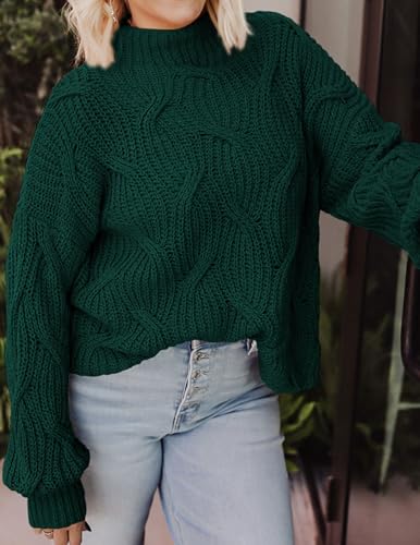 PRETTYGARDEN Women's Fall Oversized Pullover Sweaters Casual Crewneck Long Sleeve Chunky Cable Knit Tops Winter Clothing